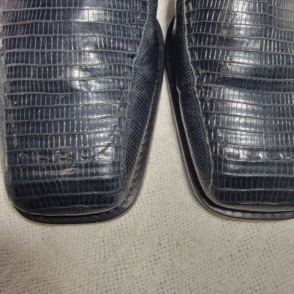 Mezlan Platinum Black Genuine Lizard Derby Lace Up Dress Shoes Tassel Men's‎ 13M - Picture 3 of 16